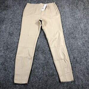 Topshop Faux Leather Leggings Womens 8 Beige High Rise Stretch Ankle Pants